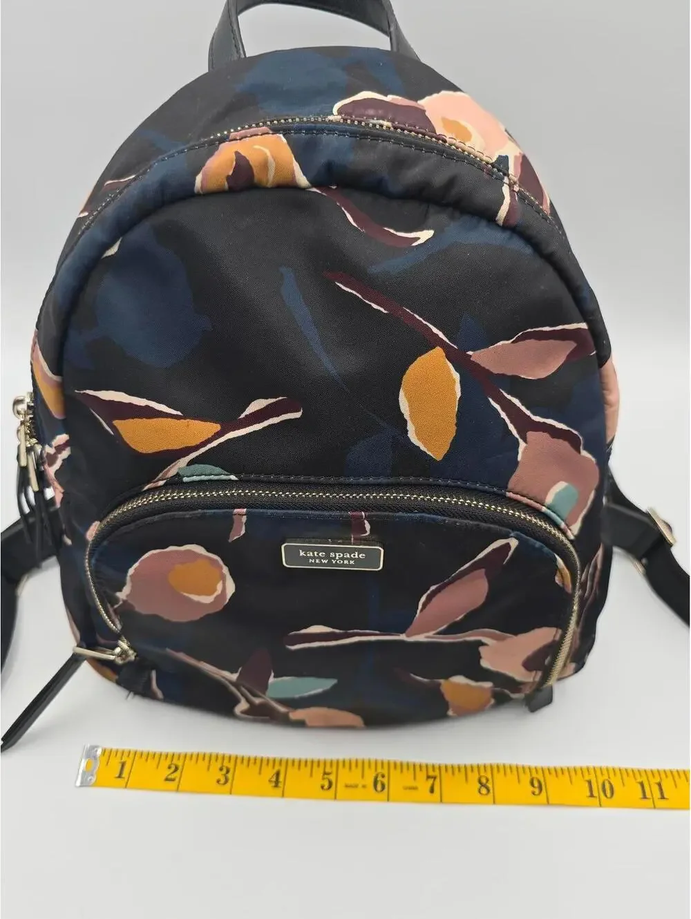 Kate Spade Chelsea Floral Nylon Backpack Black Multi Travel Bag 10